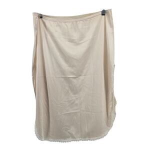 VTG Vanity Fair Cream Side Slit Lace Trim Slip Skirt Size MD Coquette Cottage